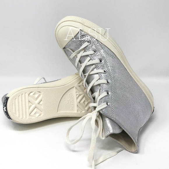 Converse Chuck 70 Leather HI Silver W AUTHENTIC - Picture 5 of 7